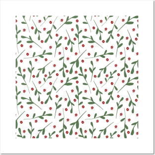 Holly, Ivy, Leaves Christmas Pattern Posters and Art